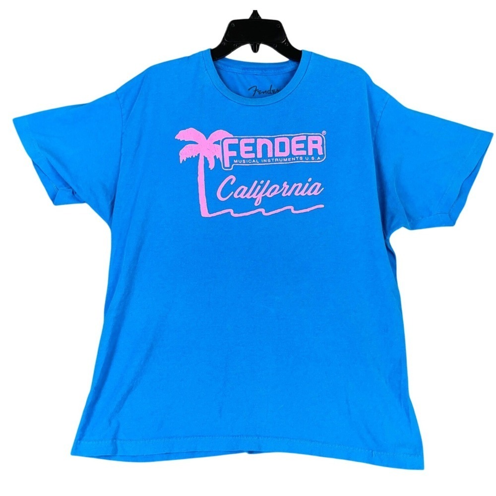 Fender California Musical Instruments Shirt Mens‎ XL Blue Graphic Tee Musician
